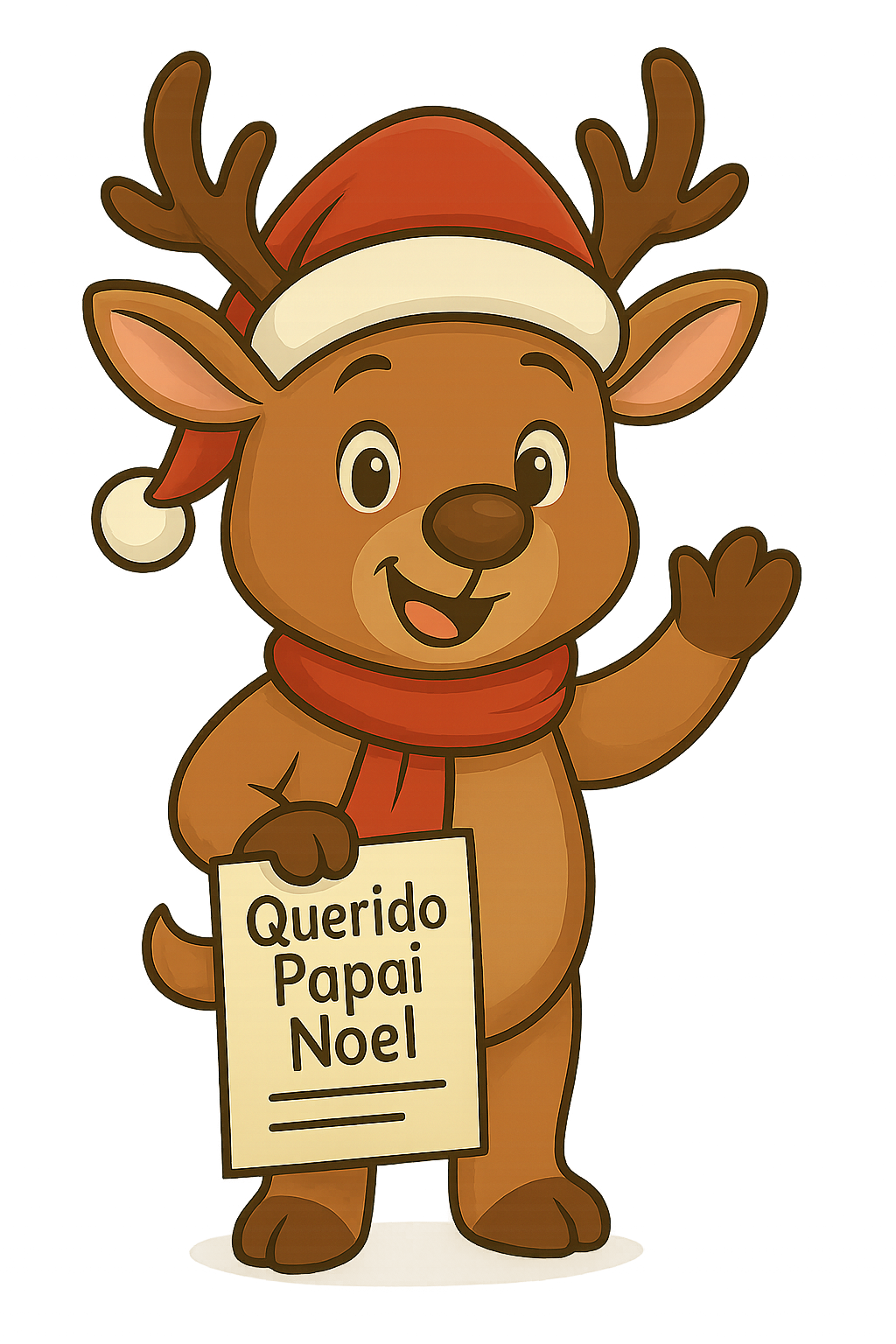 Rena segurando carta de natal